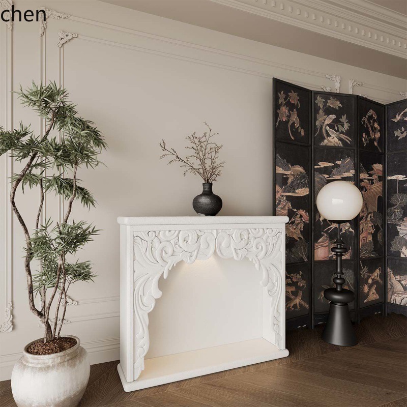 Photography Lighting Style - HT Krem Rengi Oymalı Dekoratif Vitrin