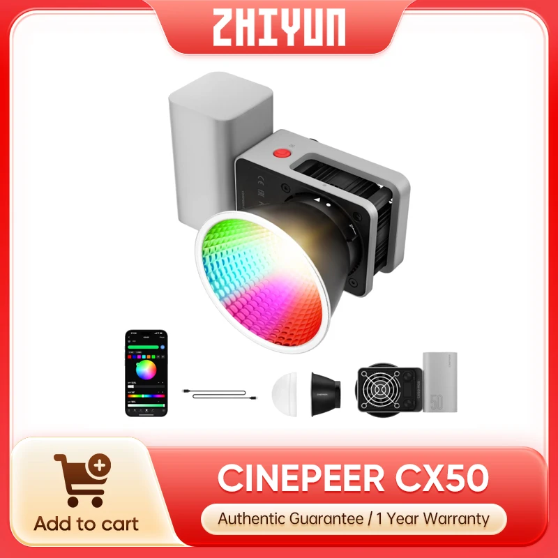 Photography Lighting Kit Portable - Zhiyun CINEPEER CX50 RGB Video Işığı