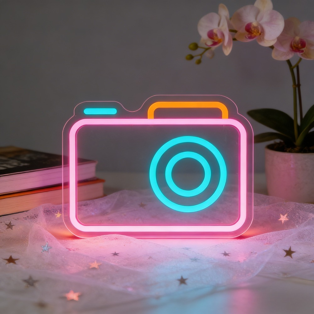 Photography Studio Lighting Set Up - Kamera Neon Tabela LED Duvar Sanatı