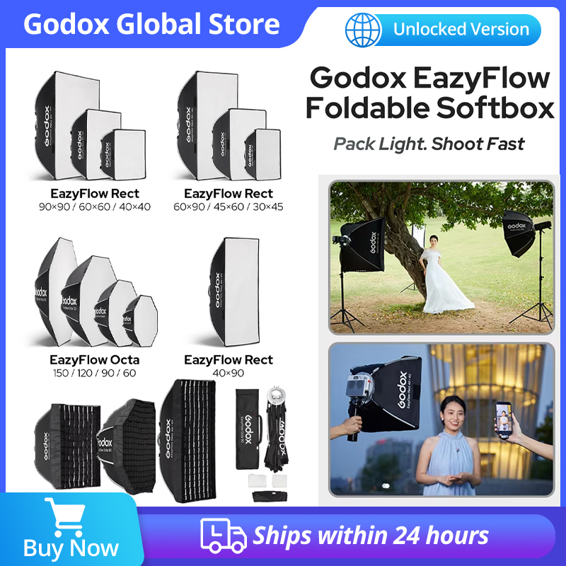 Photography Studio Lighting Set Up - Godox EazyFlow Katlanabilir Softbox, Bowens Bağlantılı