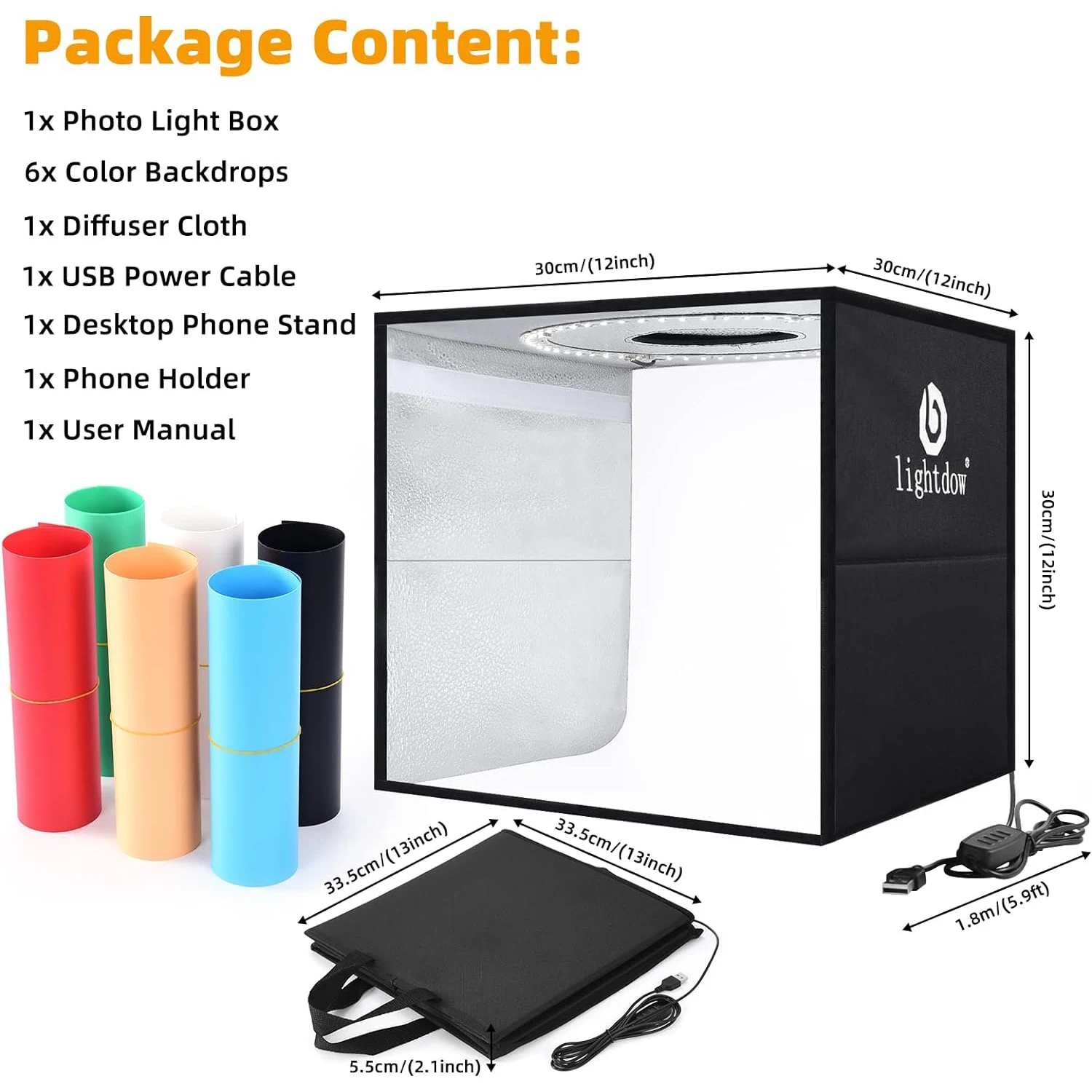 Photography Lighting Kit Portable - Lightdow Fotoğraf Stüdyosu Işık Kutusu Kiti