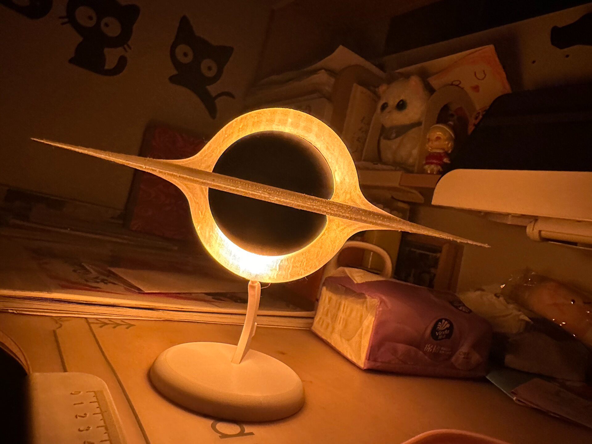 Led Ring Light 18 - 3D Baskılı Işıklı Kara Delik Gece