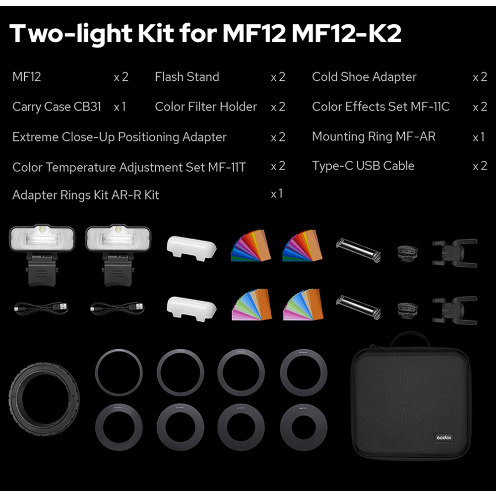 Godox MF12-K2 Makro Flaş 2'li  - Photography Lighting Kit Godox incelemesi ve fiyatı